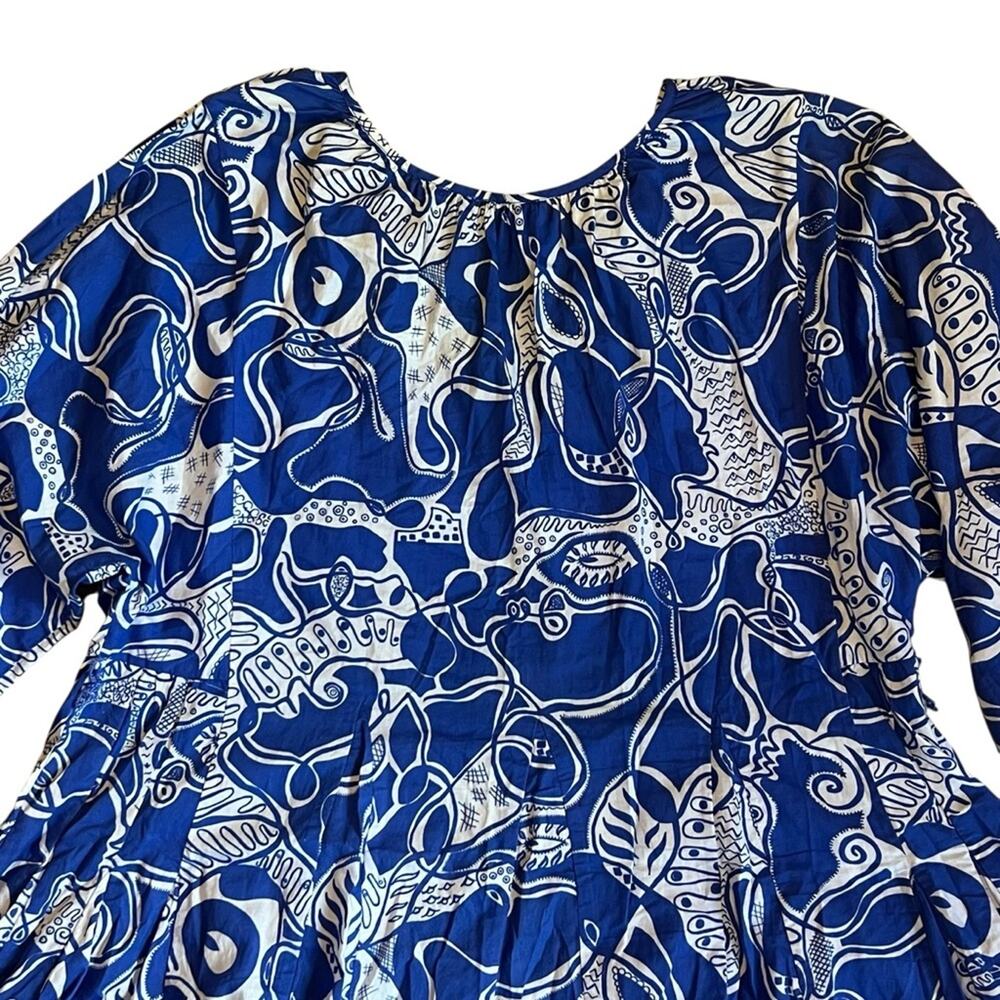 Rhode Women’s Sz M Blue Floral Print Mini Dress Emma Long Sleeve Mini - Picture 8 of 15